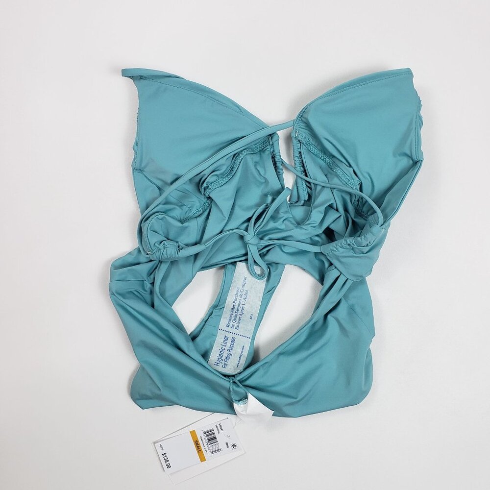 Becca Bristol Plunge One-Piece Cutout Crisscross Swimsuit Mineral Blue Size S - Picture 15 of 16